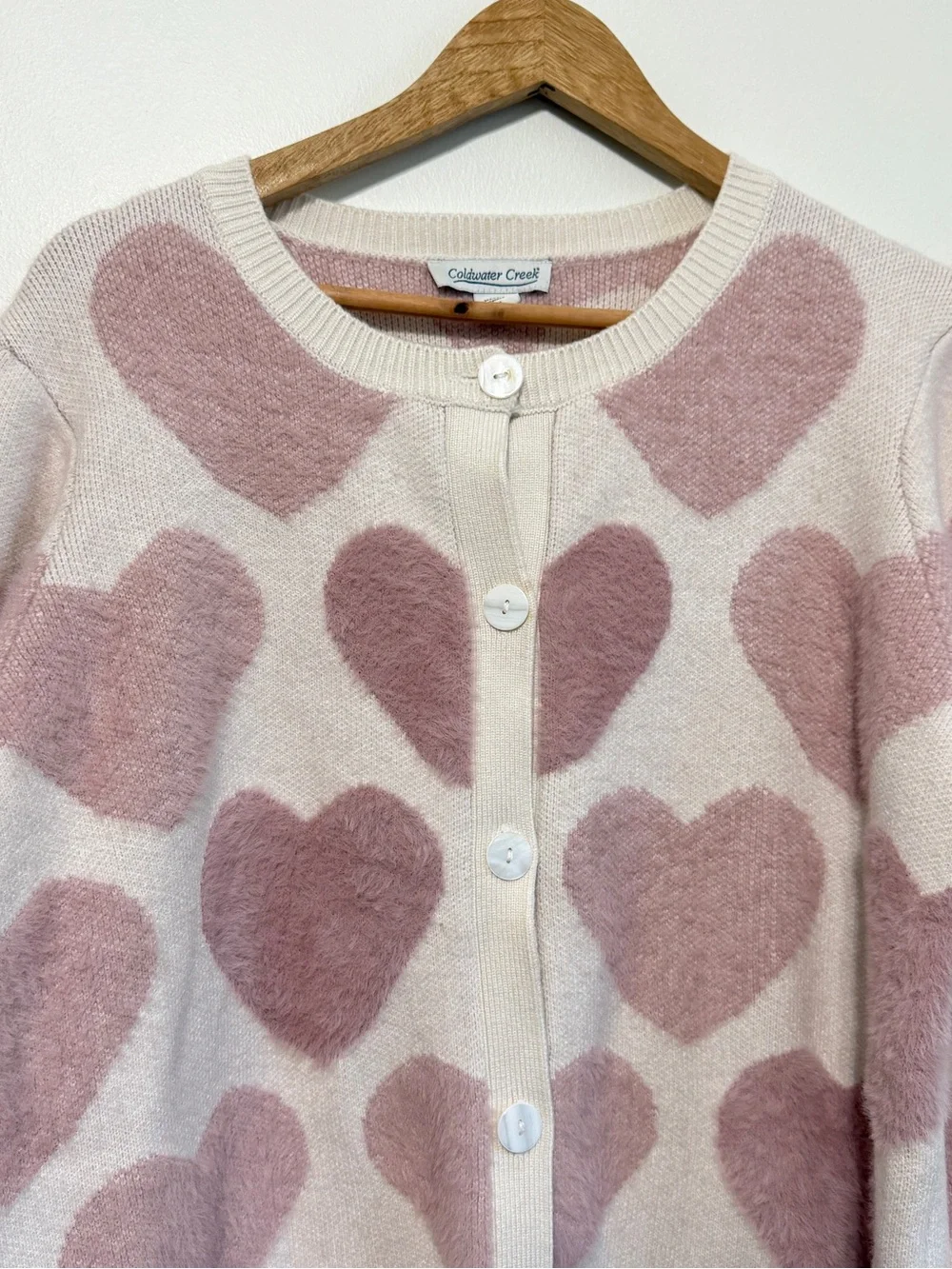 Coldwater Creek Heartfully Yours Cardigan Heart Size Medium Sweater Valentines